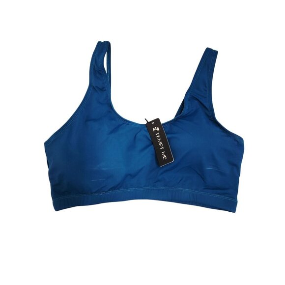 Two-Piece Blue Bikini Set With Scoop Neck Top High-Waist Bottoms Womens Size L - Picture 4 of 5